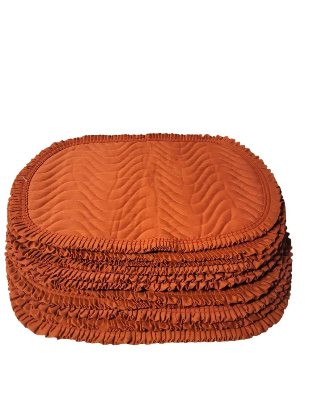 Placemats 12 Town & Country Vintage Quilted Orange Ruffled Placemats New & Used